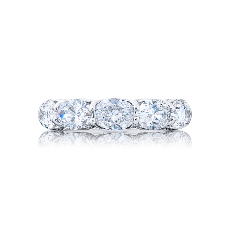 Platinum Oval Diamond Single-Row East-West Band