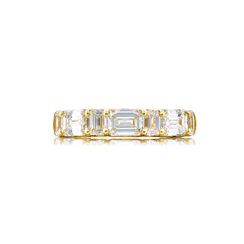 18K Yellow Gold Emerald-Cut Diamond Single-Row East-West Band
