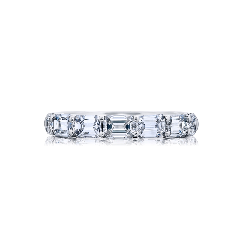 Platinum Emerald-Cut Diamond Single-Row East-West Band