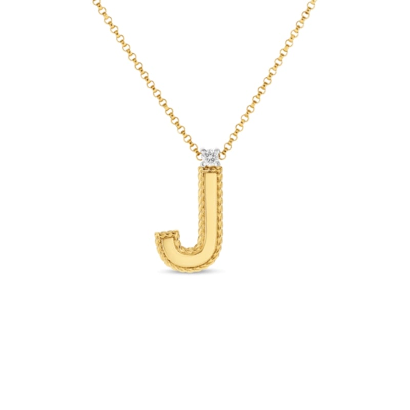 Roberto Coin 18K Yellow Gold Diamond Princess Letter "J" Necklace