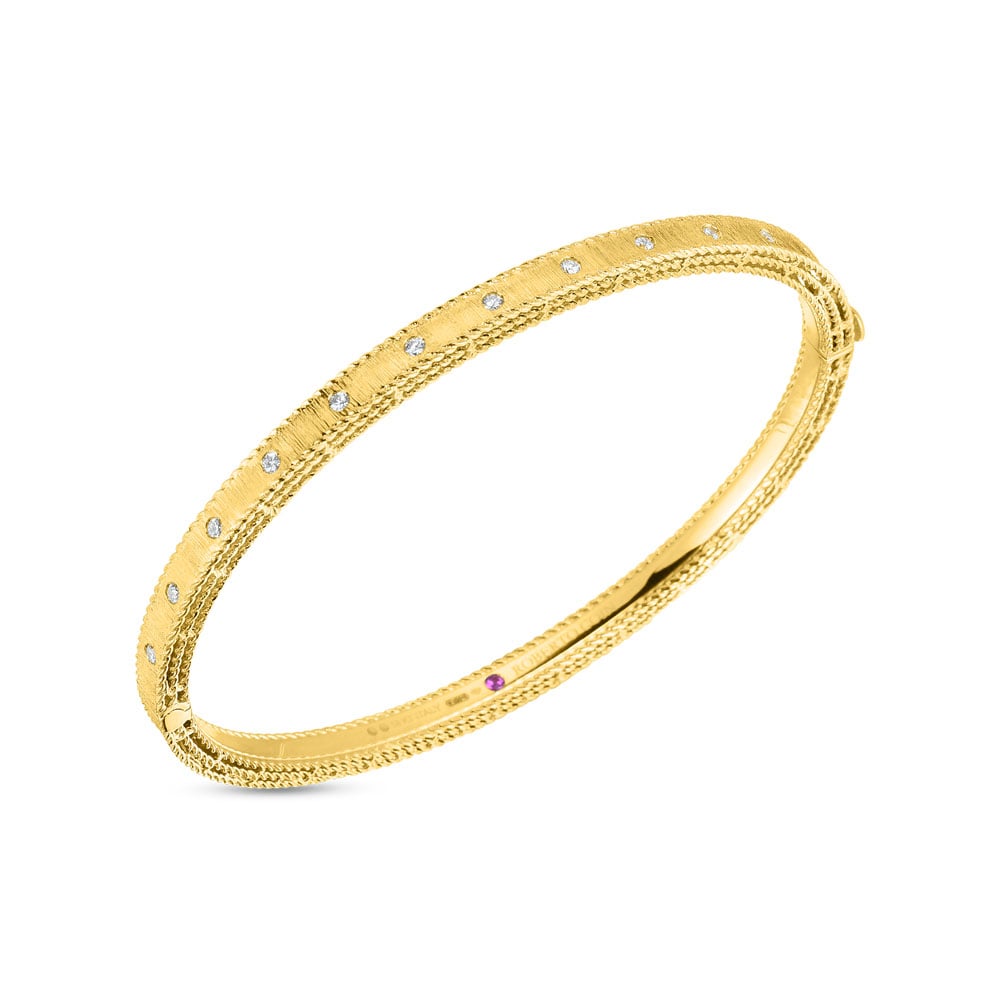 Roberto Coin 18K Yellow Gold Princess Single Row Diamond Bangle Bracelet