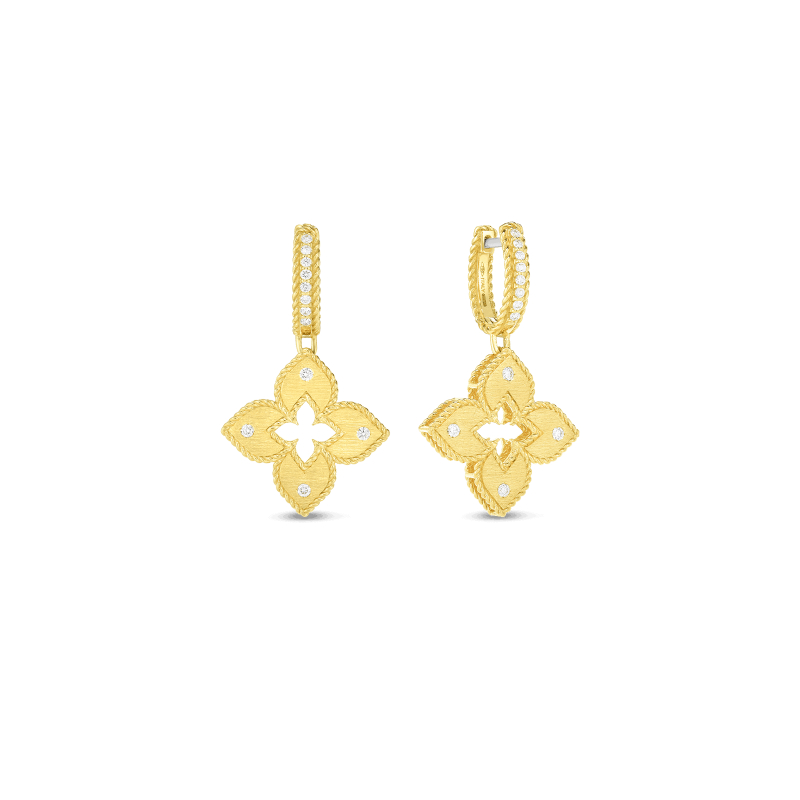 Roberto Coin 18K Yellow Gold Venetian Princess Petite Diamond Flower Drop Earrings