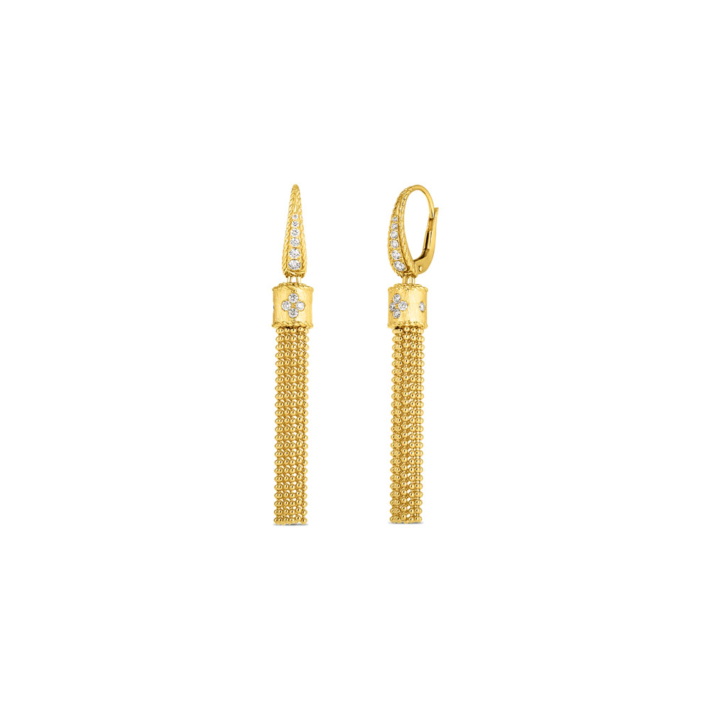 Roberto Coin 18K Yellow Gold Princess Diamond Tassel Drop Earrings