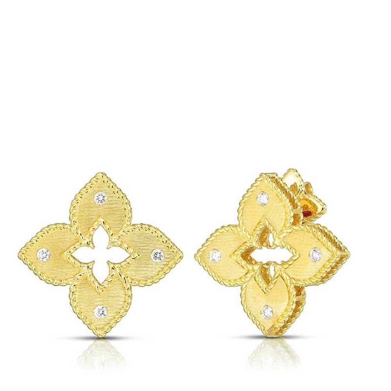 Roberto Coin 18K Yellow Gold Venetian Petite Diamond Flower Earrings