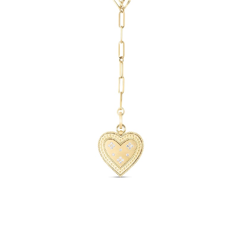 Roberto Coin 18K Yellow Gold Medallion Charms Large Diamond Heart Pendant