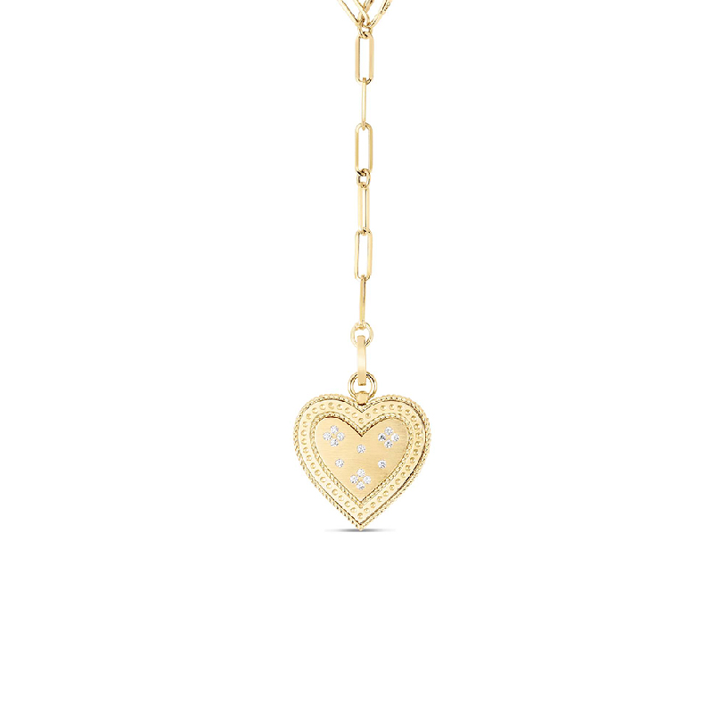 Roberto Coin 18K Yellow Gold Medallion Charms Large Diamond Heart Pendant