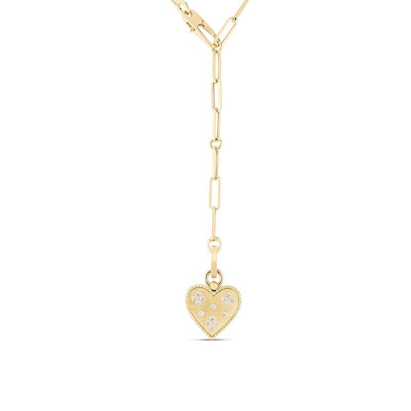 Roberto Coin 18K Yellow Gold Medallion Charms Small Diamond Heart Pendant