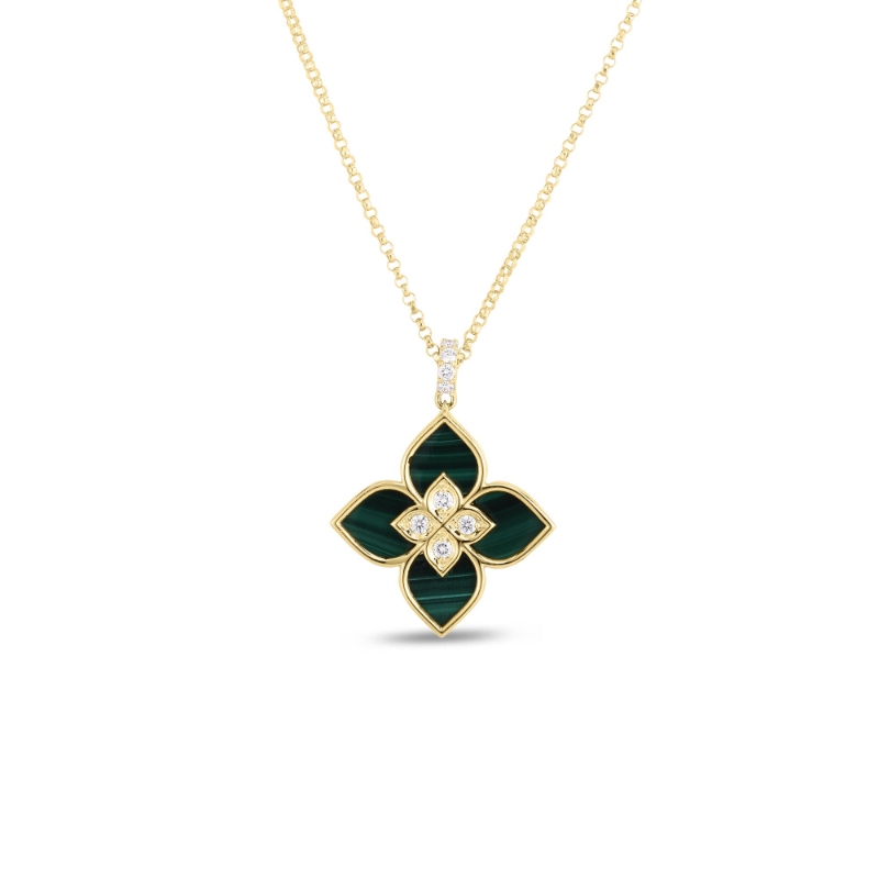Roberto Coin 18K Yellow Gold Malachite Diamond Venetian Princess Necklace