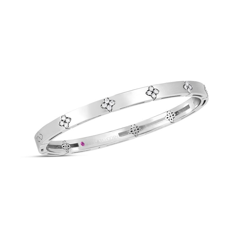 Roberto Coin 18K White Gold Rhodium Plated Love In Verona Bangle