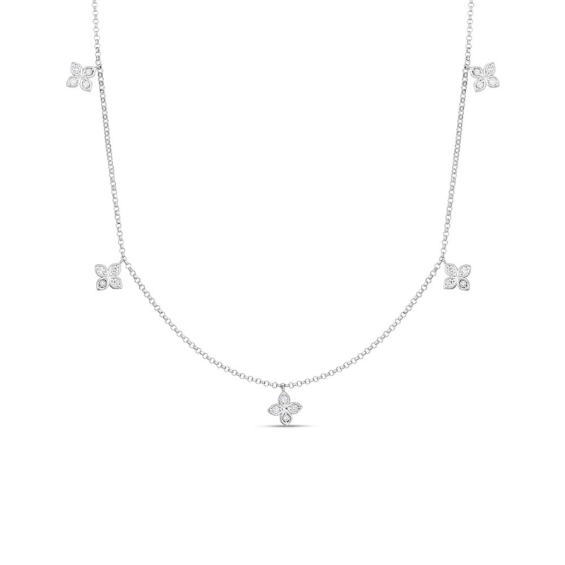 Roberto Coin 18K White Gold Love By The Yard Dangling Diamond Flower Bracelet