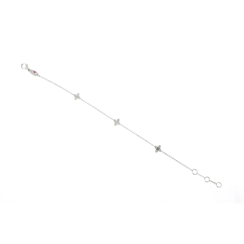 Roberto Coin 18K White Gold Rhodium Plated Love By The Yard Diamond Flower Bracelet