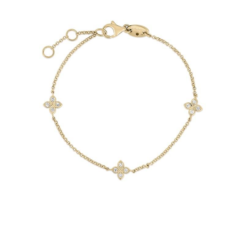 Roberto Coin 18K Yellow Gold Love By The Yard Diamond Flower Station Bracelet