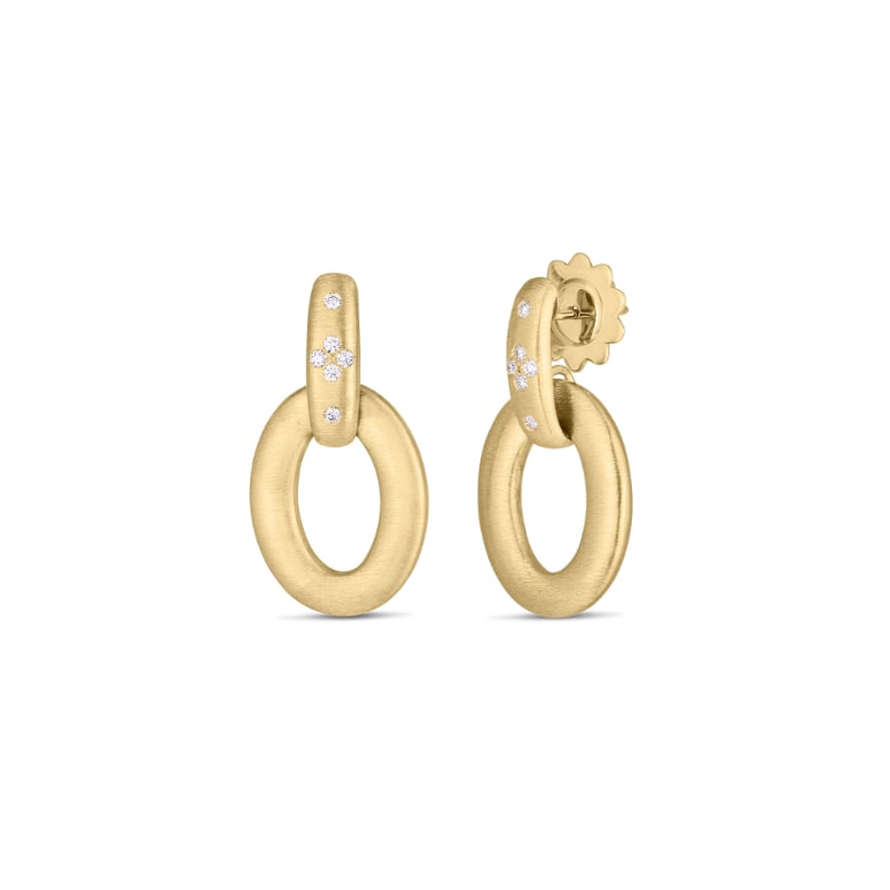 Roberto Coin 18K Yellow Gold Oro Classic Diamond Oval Drop Earrings