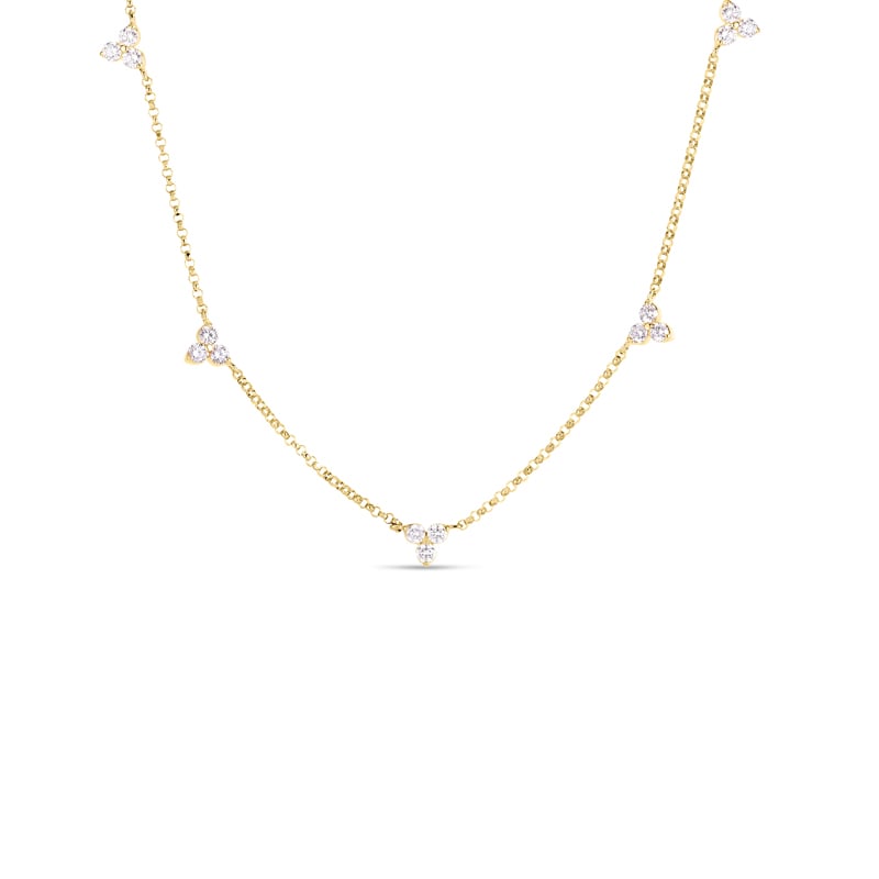 Roberto Coin 18K Yellow Gold Diamonds By The Inch Love 5 Station Diamond Necklace