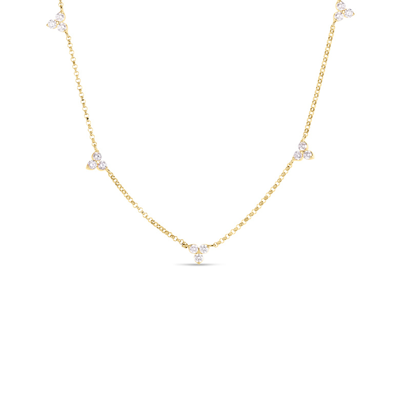 Roberto Coin 18K Yellow Gold Diamonds By The Inch Love 5 Station Diamond Necklace