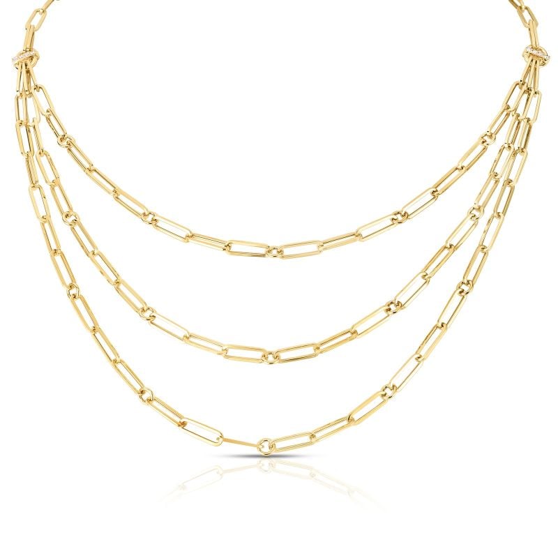 Roberto Coin 18K Yellow Gold Triple Strand Paperclip Chain Necklace