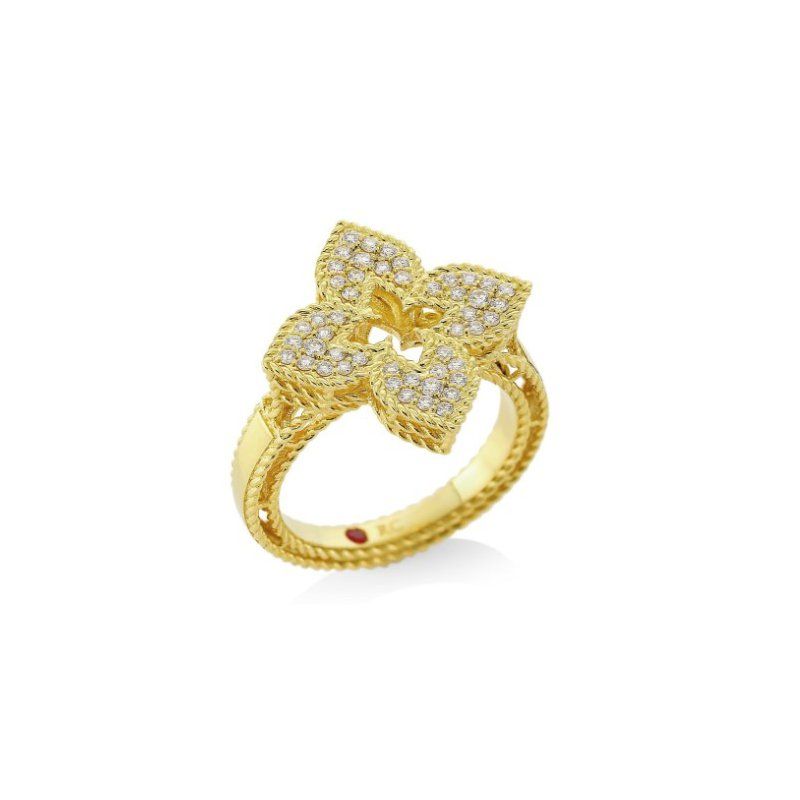 Roberto Coin 18K Yellow Gold Venetian Princess Diamond Flower Ring