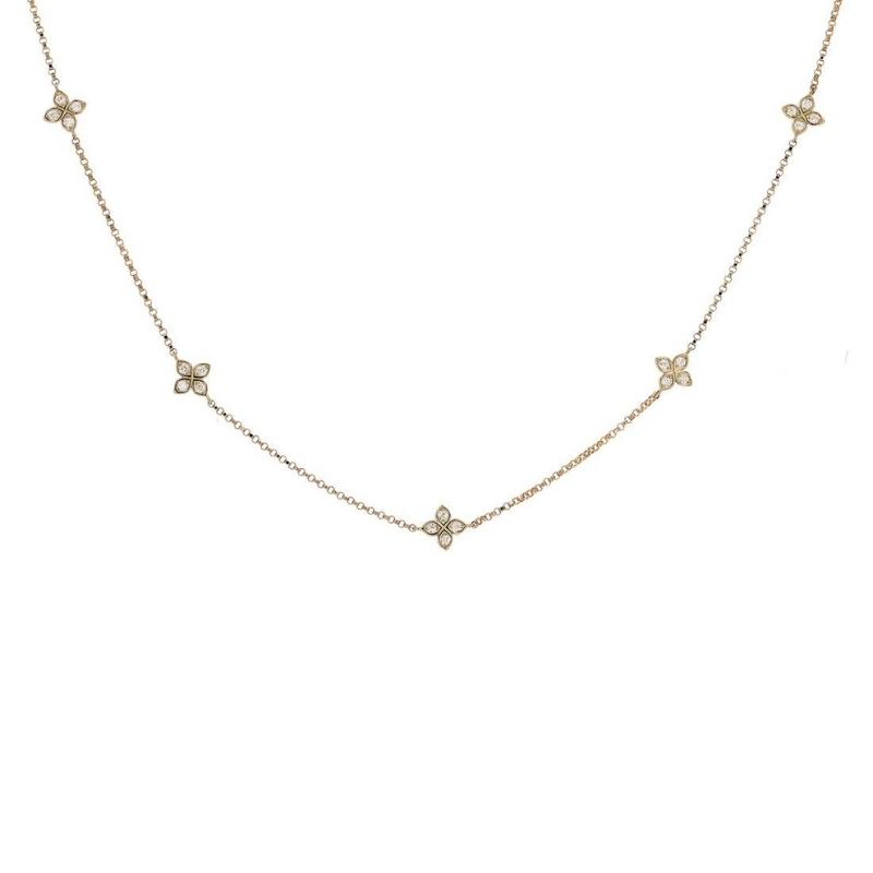 Roberto Coin 18K Yellow Gold Love By The Inch Diamond Flower Necklace