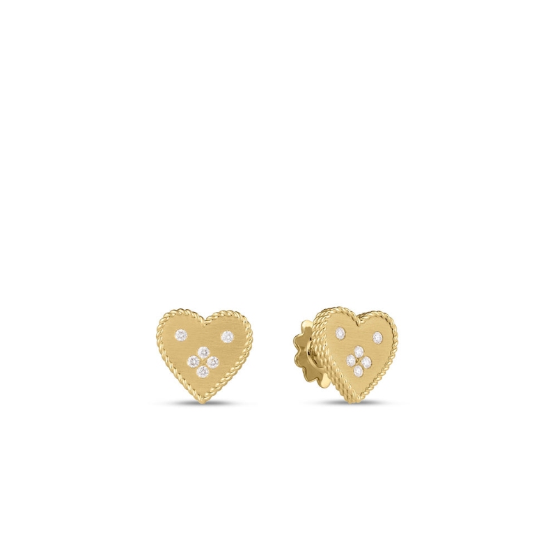 Roberto Coin 18K Yellow Gold Venetian Princess Small Heart Medallion Stud Earrings