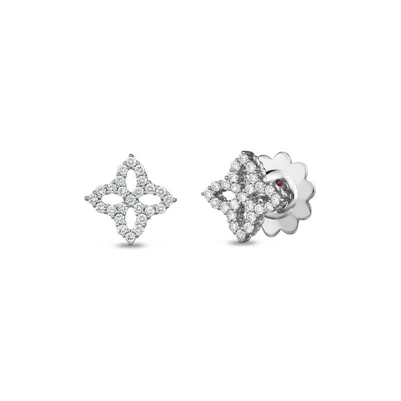 Roberto Coin 18K White Gold Princess Flower Small Diamond Flower Stud Earrings