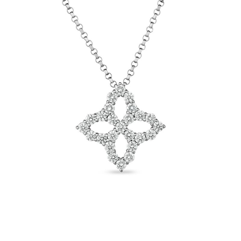 Roberto Coin 18K White Gold Princess Flowere Medium Diamond Flower Pendant