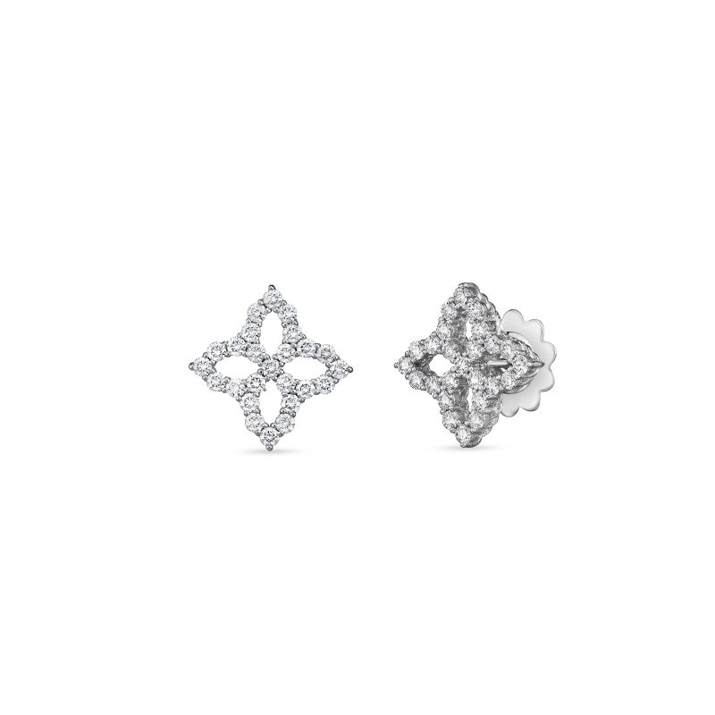 Roberto Coin 18K White Gold Princess Flower Medium Diamond Flower Stud Earrings