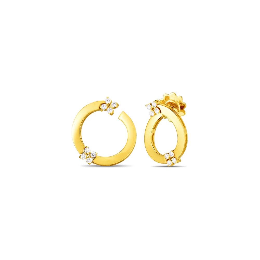 18K Yellow Gold Love In Verona Double Diamond Circle Earrings