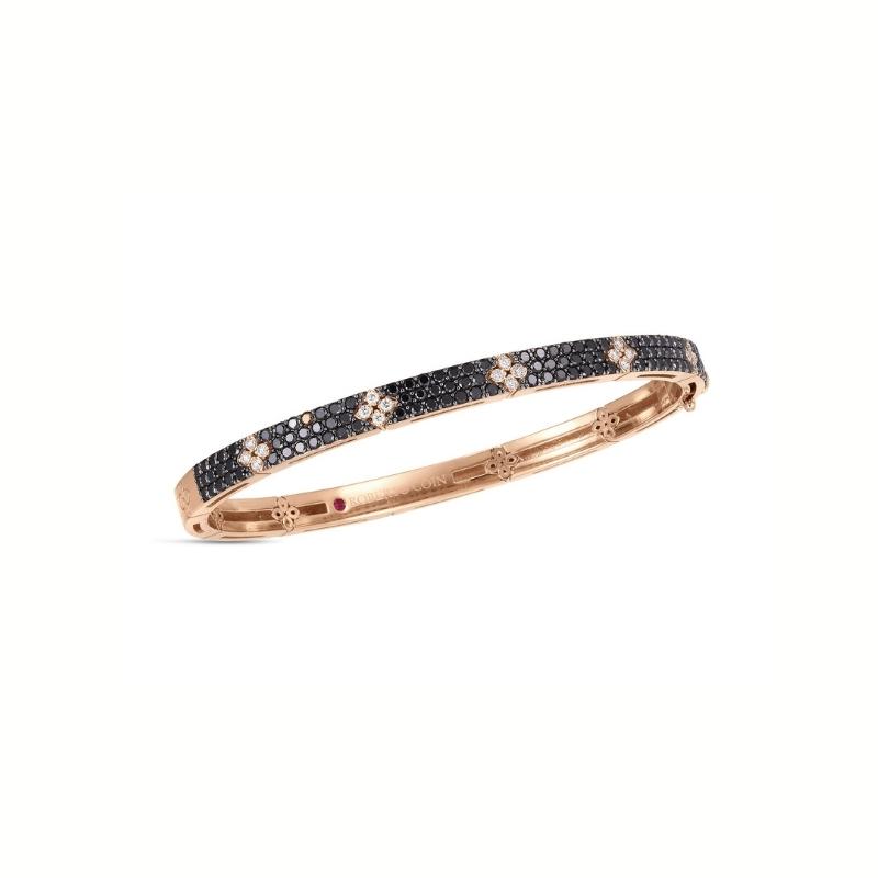Roberto Coin 18K Rose Gold Love In Verona Black And White Diamond Bangle Bracelet