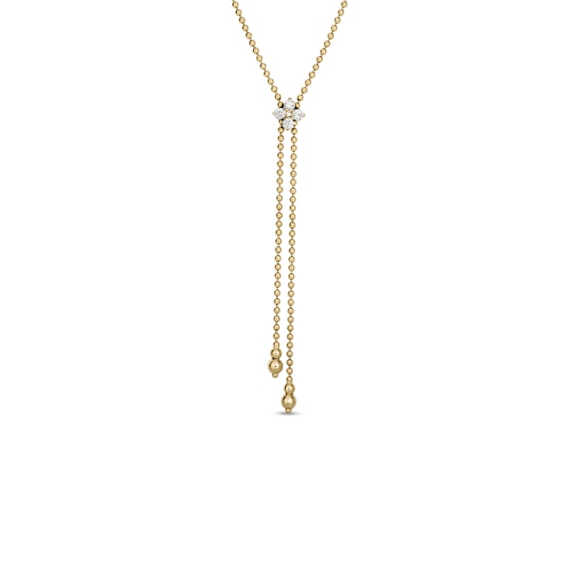Roberto Coin 18K Yellow Gold Love In Verona Diamond Flower Zipper Necklace