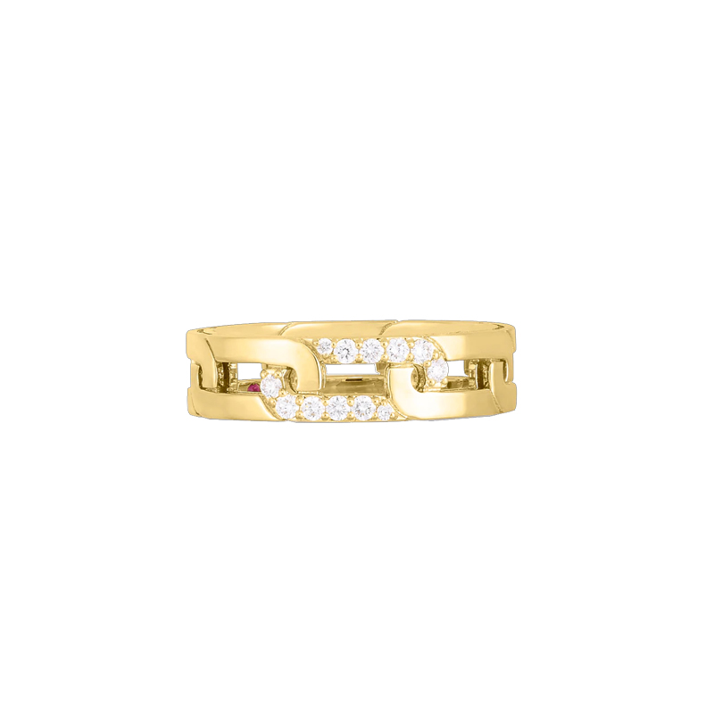 Roberto Coin 18K Yellow Gold Navarra Link Diamond Accent Ring