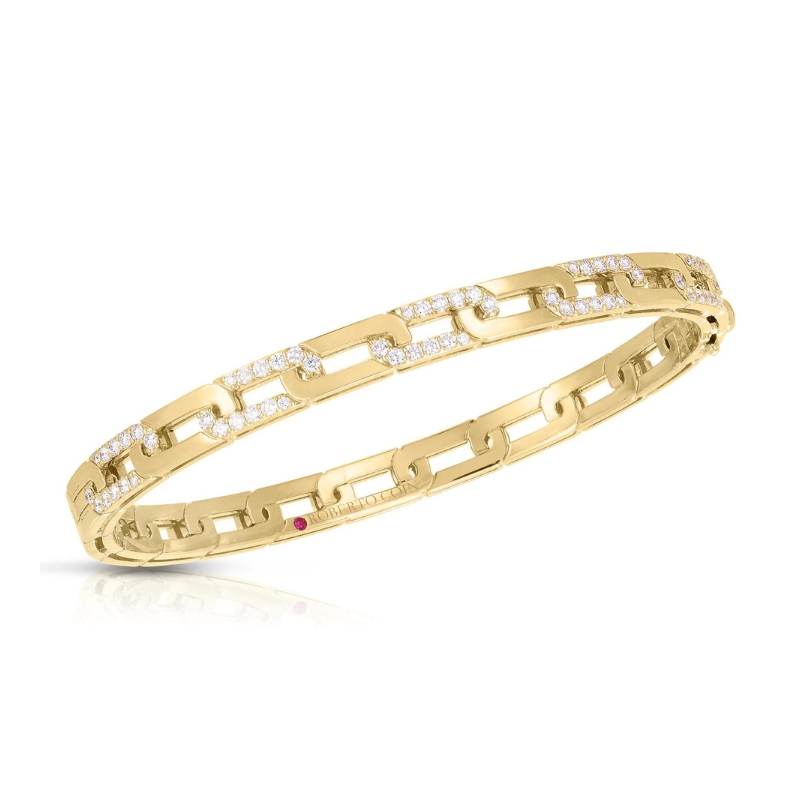 Roberto Coin 18K Yellow Gold Navarra Diamond Shiny Bangle Bracelet