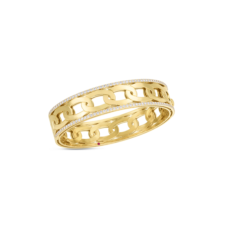 Roberto Coin 18K Yellow Gold Navarra Medium Diamond Bangle Bracelet