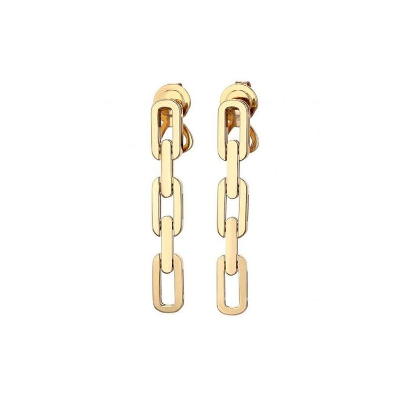 Roberto Coin 18K Yellow Gold Navarra Diamond 3 Link Drop Earrings