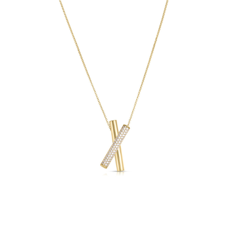 Roberto Coin 18K Yellow Gold Domino Diamond X Pendant