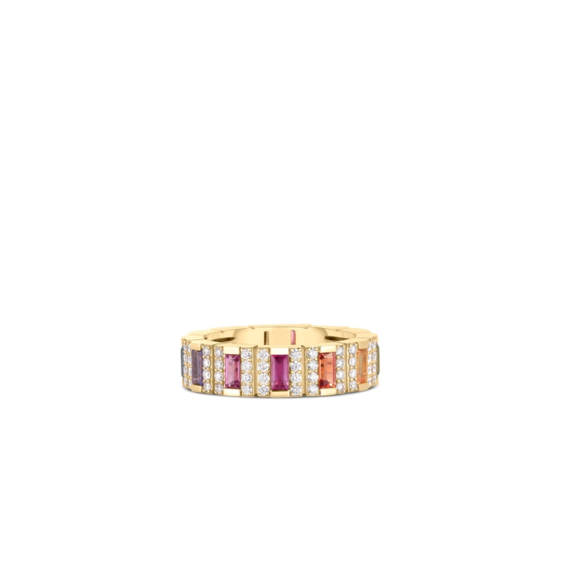 Roberto Coin 18K Yellow Gold Obelisco Pave Diamond And Mixed Sapphires Ring