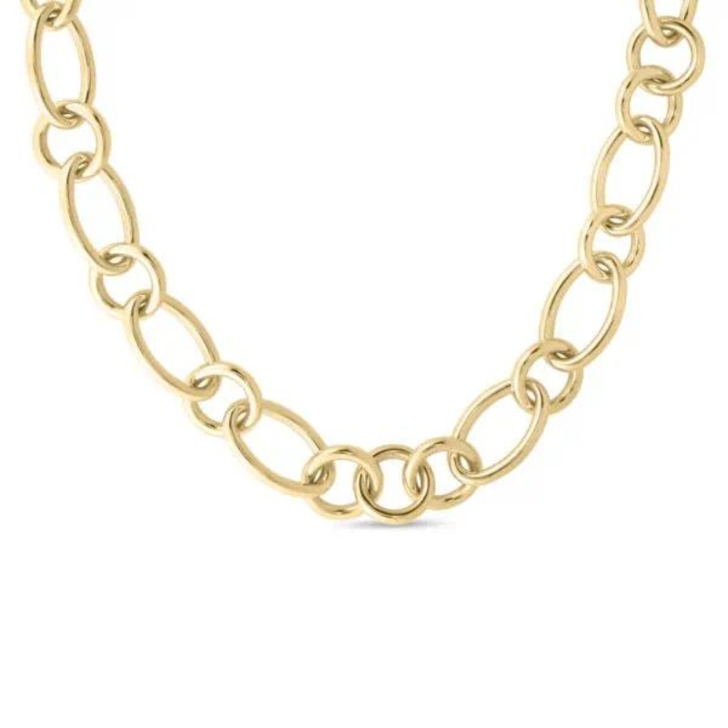 Roberto Coin 18K Yellow Gold Oval And Round Link Chain Necklace