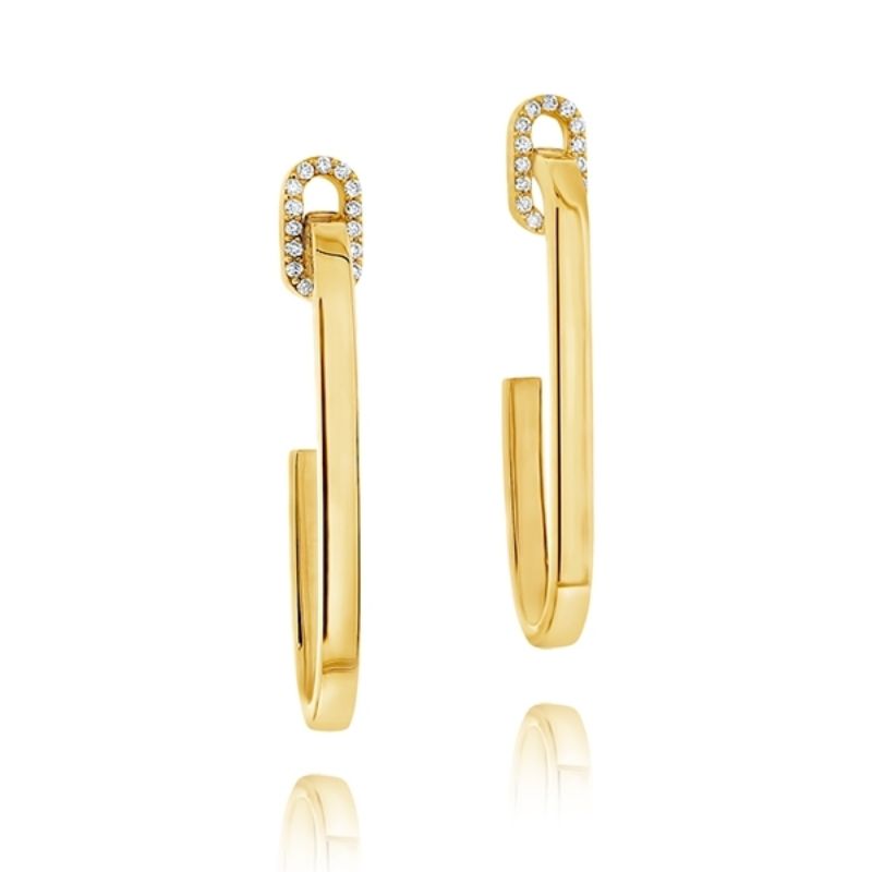 Roberto Coin 18K Yellow Gold Navarra Single Link Diamond Hoop Earrings