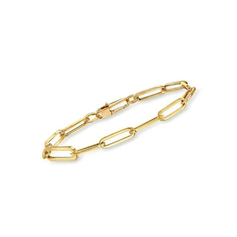 Roberto Coin 18K Yellow Gold Designer Gold Alternating Oval Link Paperclip Chain Braclet