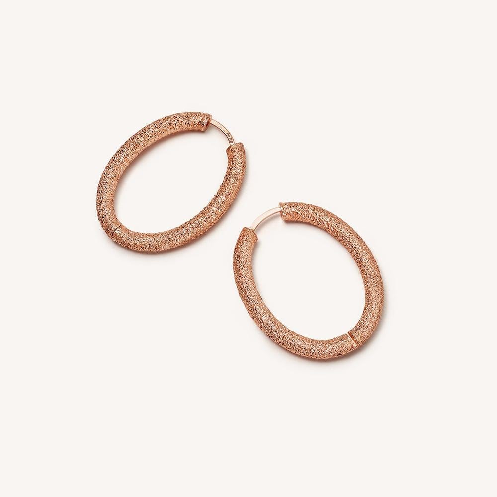 Florentine Finish Small Oval Hoop Earrings