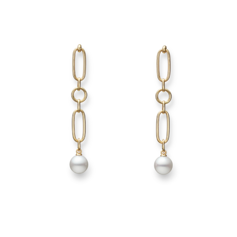 Mikimoto Akoya Pearl M Code Chain Earrings