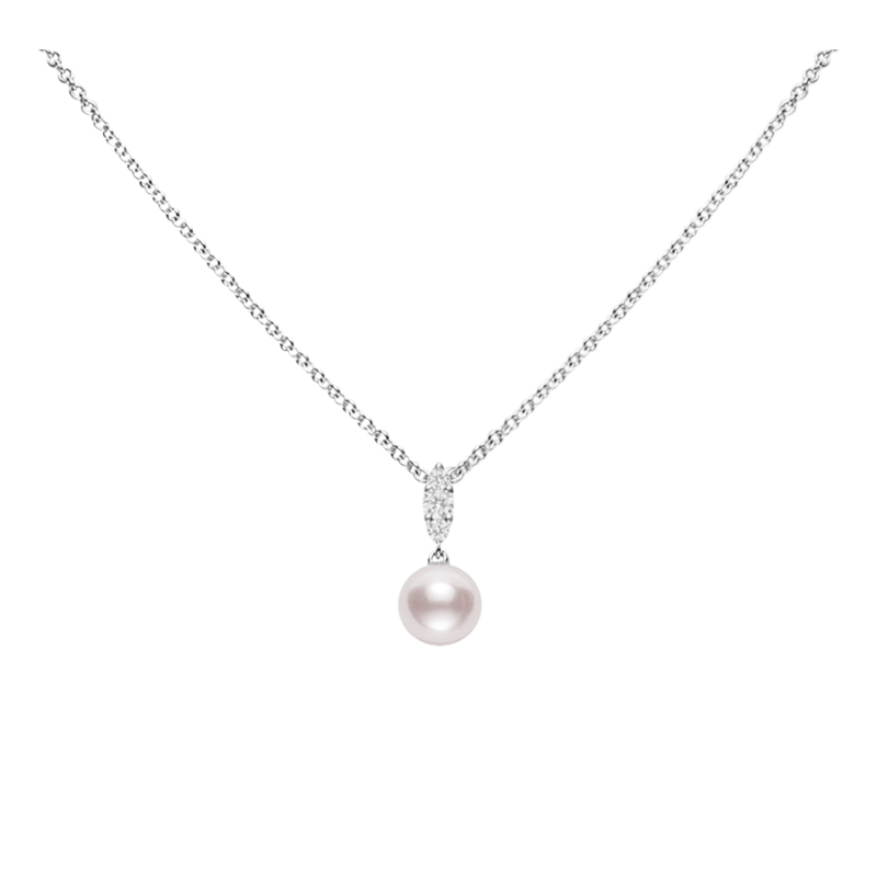 Mikimoto Morning Dew Akoya Pearl Diamond Pendant