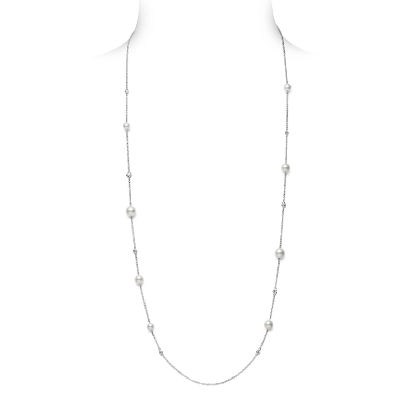 Mikimoto 18K White Gold 31" Akoya Pearl & Diamond Pendant