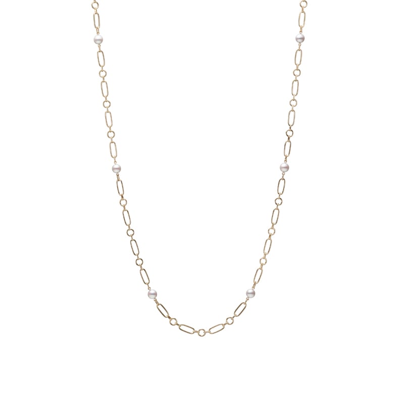 Mikimoto M Code Akoya Pearl and Yellow Gold Chain Necklace