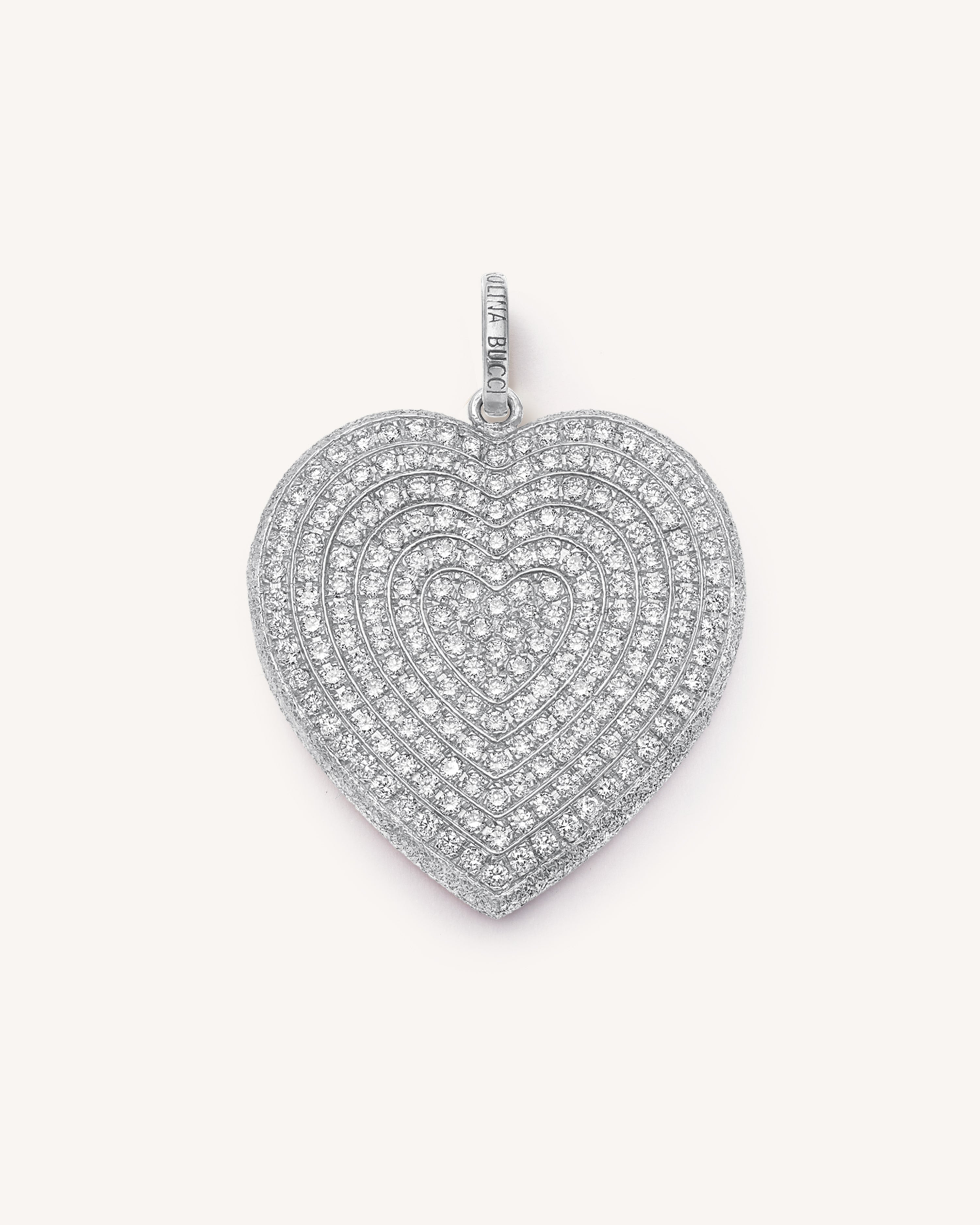 White Diamond Pav&acute Cuore Pendant