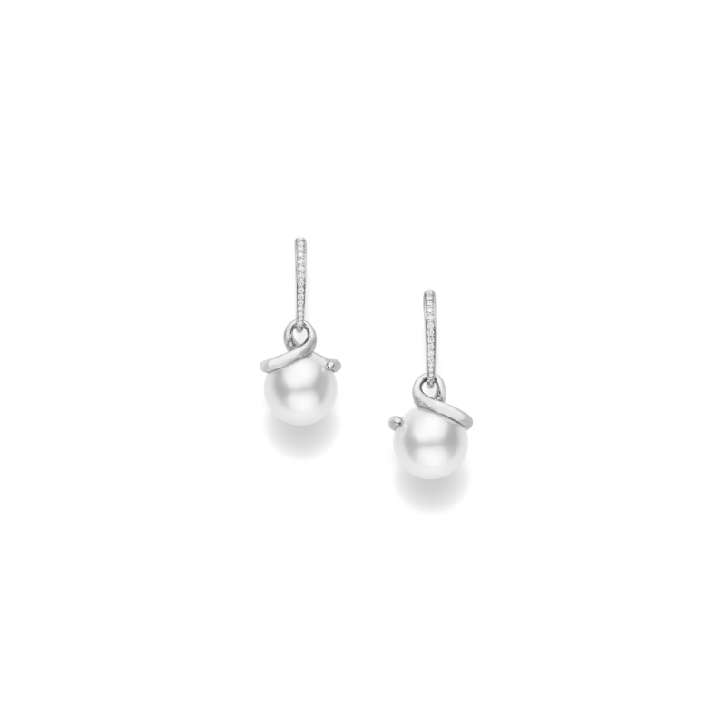 Mikimoto White Gold South Sea Pearl & Diamond Earrings