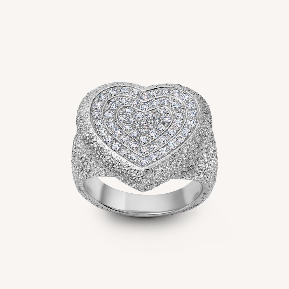 White Diamond Pav&eacute Cuore Ring 18k White Gold