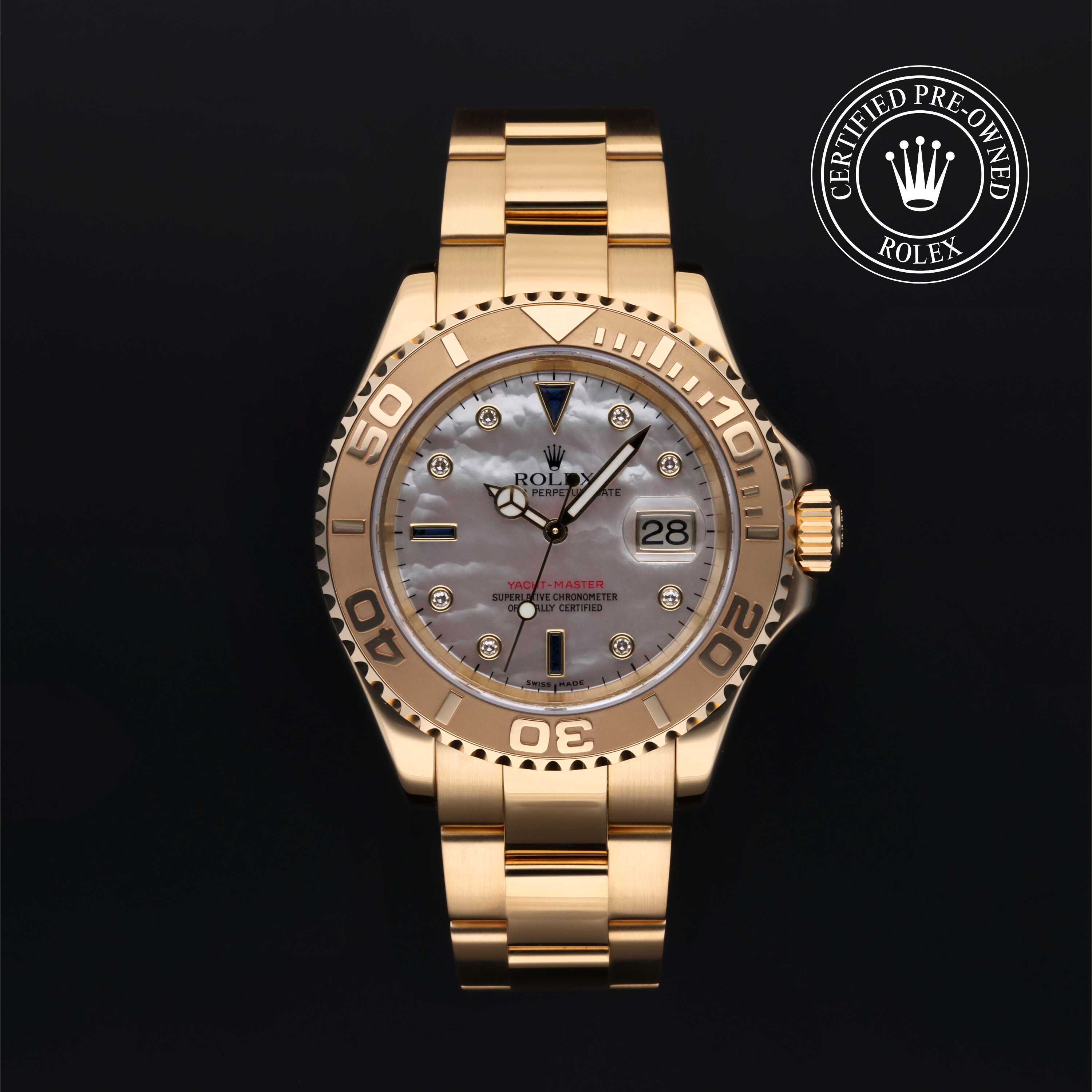 Rolex Certified Pre Owned Oyster Perpetual Yacht Master 40 40mm in 18 ct yellow gold M16628 0009 Fourtane